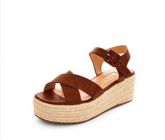 Sandalias marrones con plataforma de yute Primark