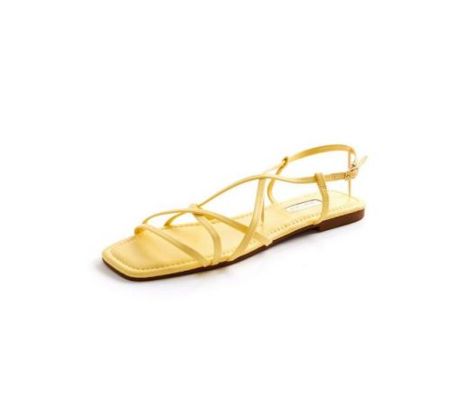 Sandalias planas amarillo limón con tiras