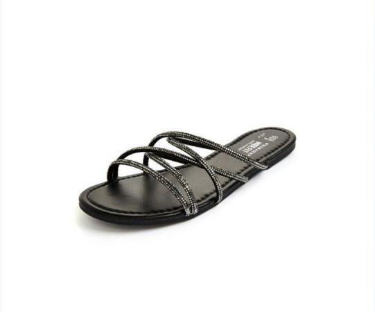 Sandalias planas negras de tiras con strass Primark