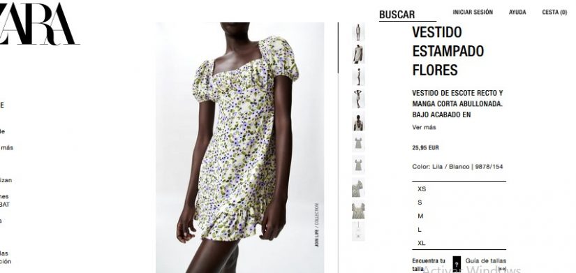Vestido estampado flores con escote recto