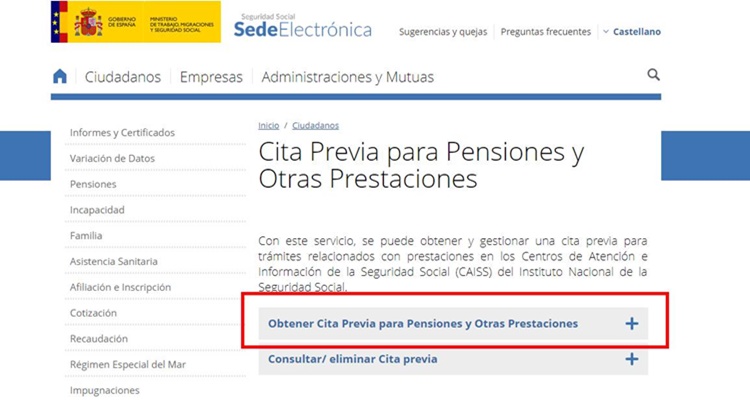 Cita Pensión Jubilación Seguridad Social