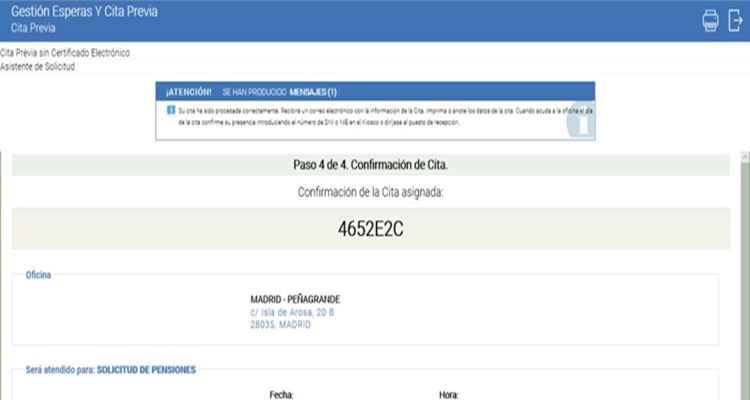Confirmación y código online Seguridad Social
