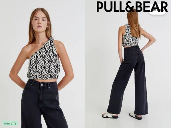 Top asimétrico estampado Pull&Bear