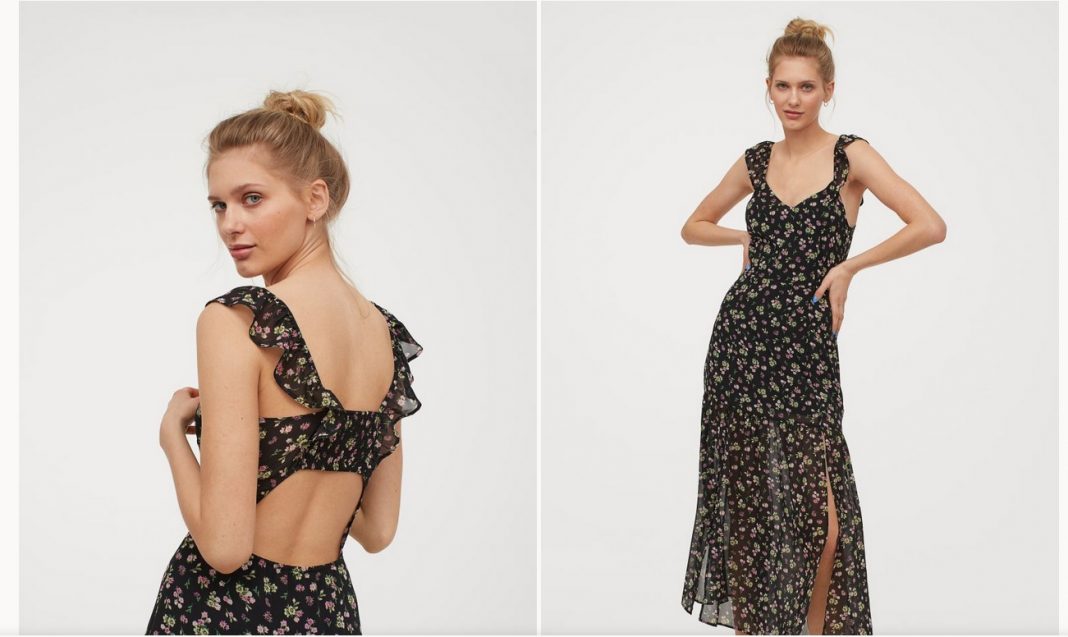 vestido de gasa y volantes