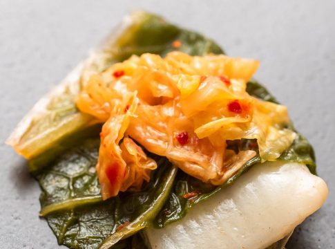BlueNalu's whole-muscle, cell-cultured yellowtail prepared in acidified form in a kimchi recipe Nomad Foods