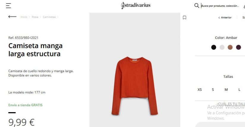 Camiseta manga larga estructura- Stradivarius