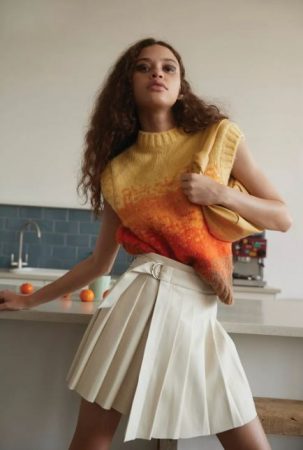 Chaleco de punto con los colores del atardecer degradados