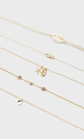 Set 5 tobilleras concha