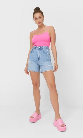 Short denim longline Strdivarius