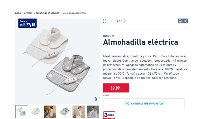 El invento de Aldi por 7,99 euros para que nunca más te duela la espalda 12 Merca2.es Almohadilla eléctrica
