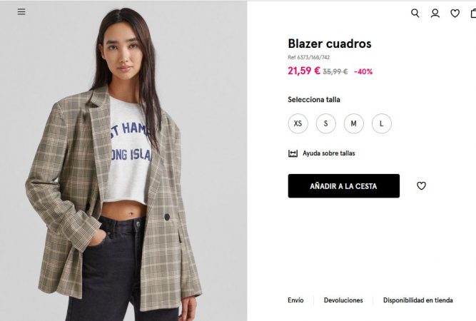 Blazer cuadros- Bershka