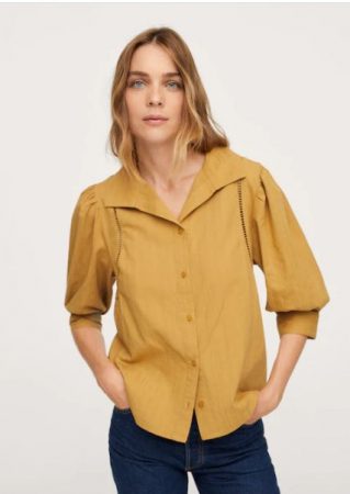 Blusa algodón manga abullonada Mango