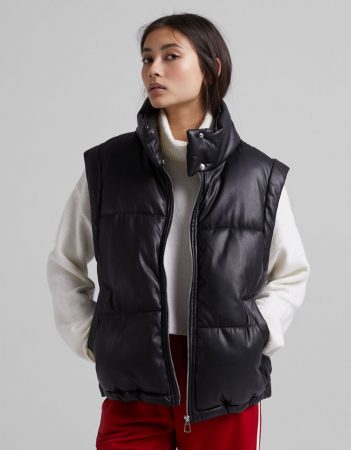 Chaleco acolchado efecto piel