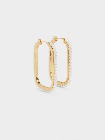 Pendientes de aro largos con perlas 