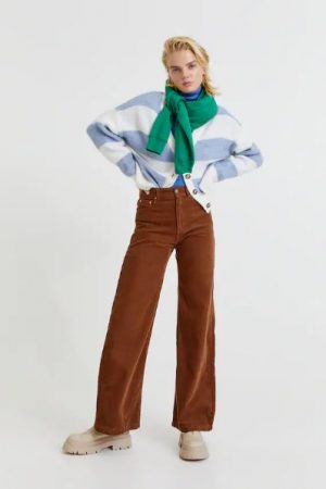 Pantalón Pull&Bear wide leg pana color 