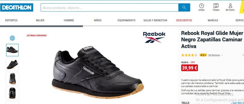 Decathlon: zapatillas Adidas y Reebok con descuentos de locura 85 Merca2.es Rebook Royal Glide Mujer Negro- Decathlon