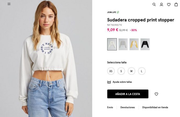 Sudadera cropped print stopper- Bershka