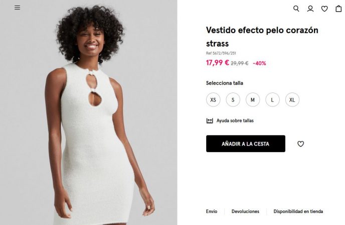 Vestido efecto pelo corazón strass