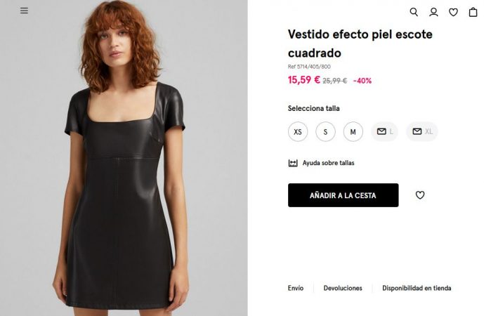 Vestido efecto piel escote cuadrado