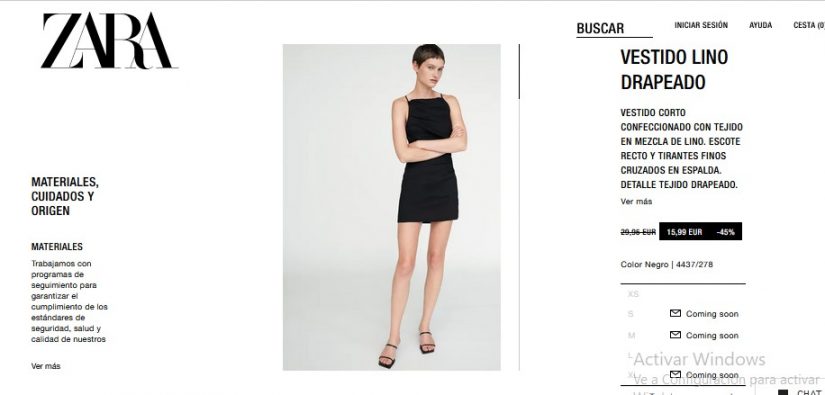 Vestido lino drapeado- Zara