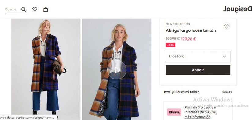 Abrigo largo loose tartán