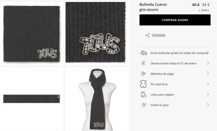 Bufanda Cuarzo gris oscuro