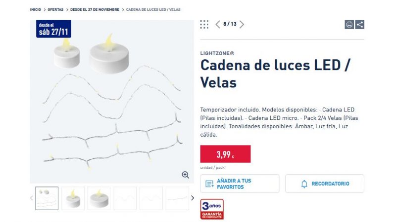 Cadena de luces LED / Velas