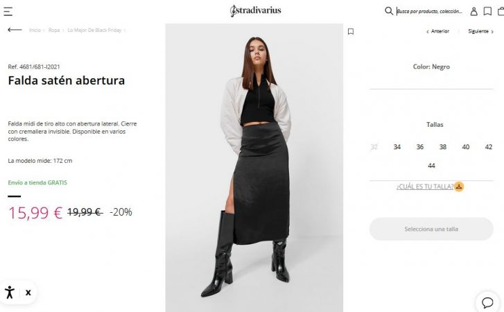 Falda satén abertura