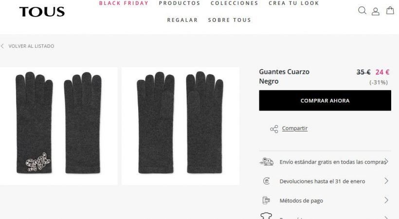 Guantes Cuarzo Negro- Tous