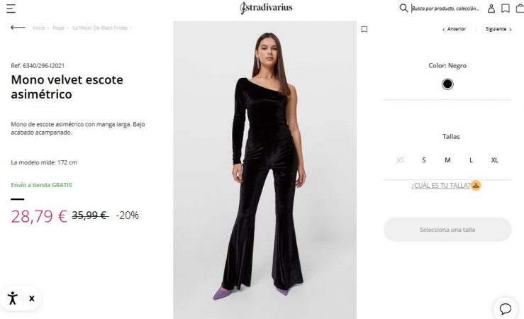 Mono velvet escote asimétrico