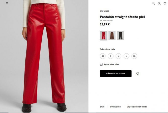 Pantalón straight efecto piel