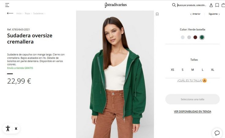 Sudadera oversize cremallera- Stradivarius