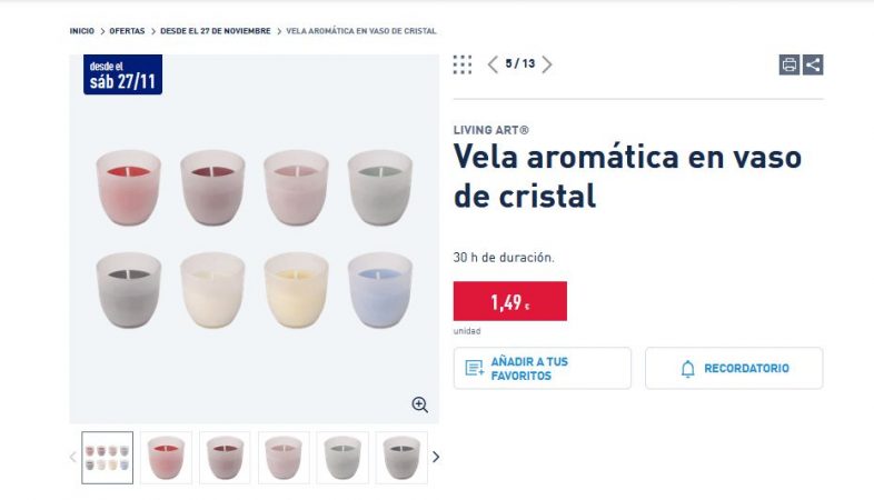 Vela aromática en vaso de cristal- Aldi