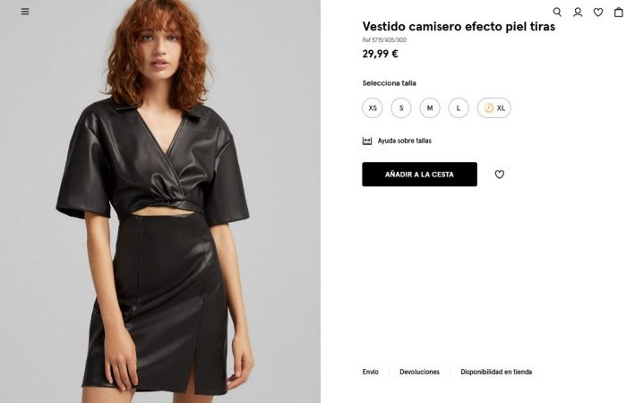 Vestido camisero efecto piel tiras