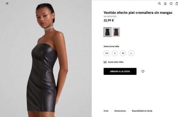 Vestido efecto piel cremallera sin mangas