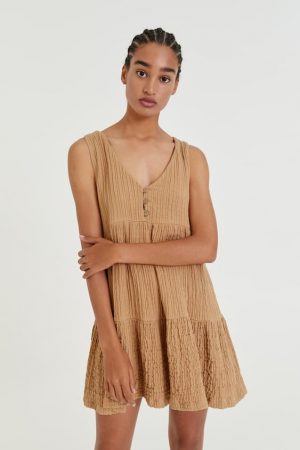 Vestido sisa tejido rústico