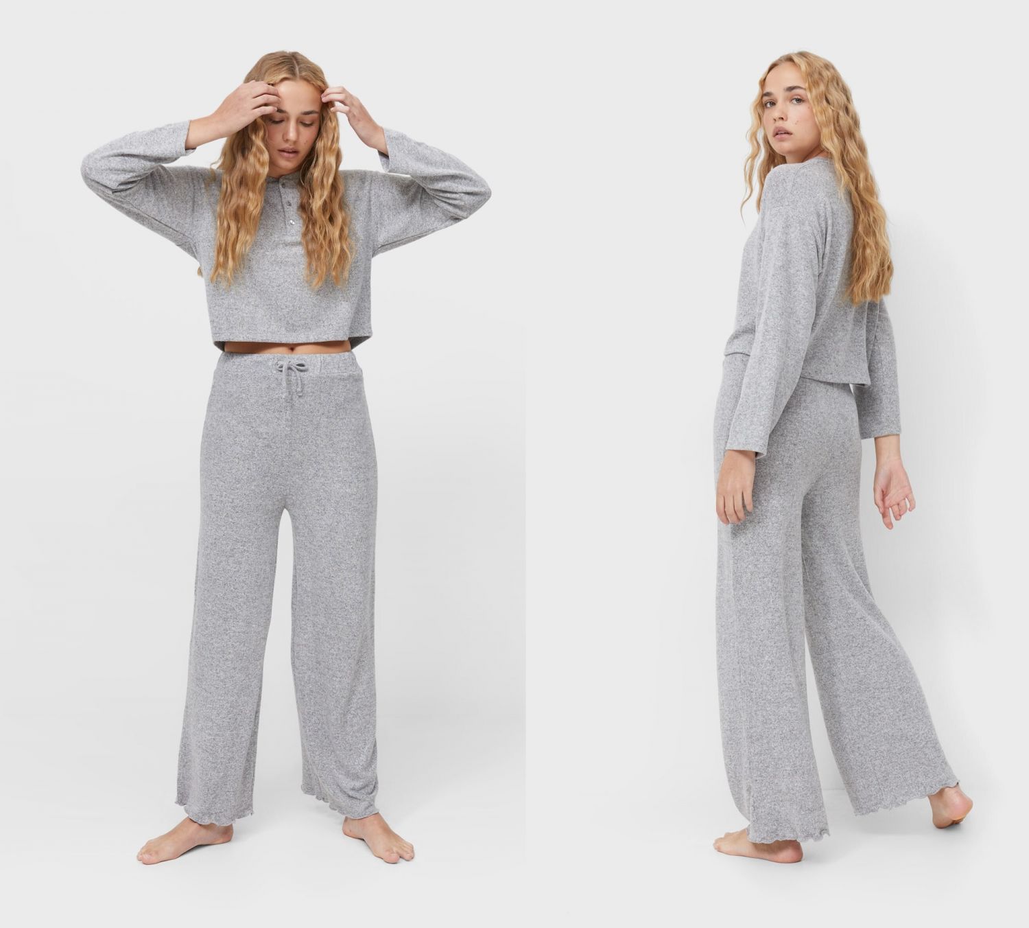 pijama suave gris Stradivarius
