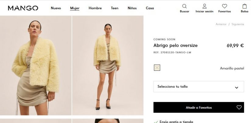 Abrigo pelo oversize- Mango