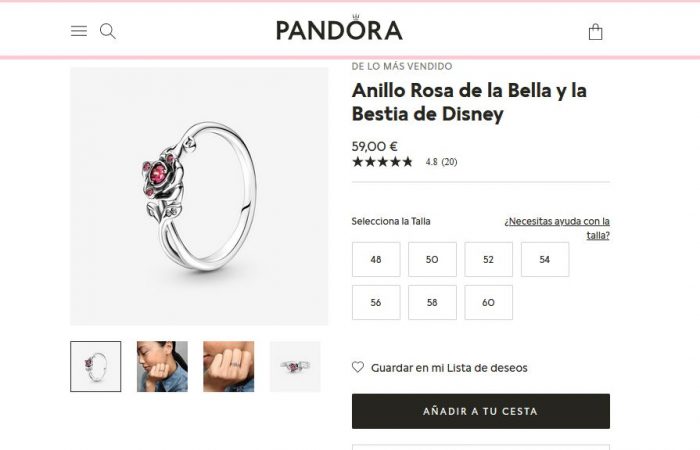 Anillo Rosa de la Bella- Pandora