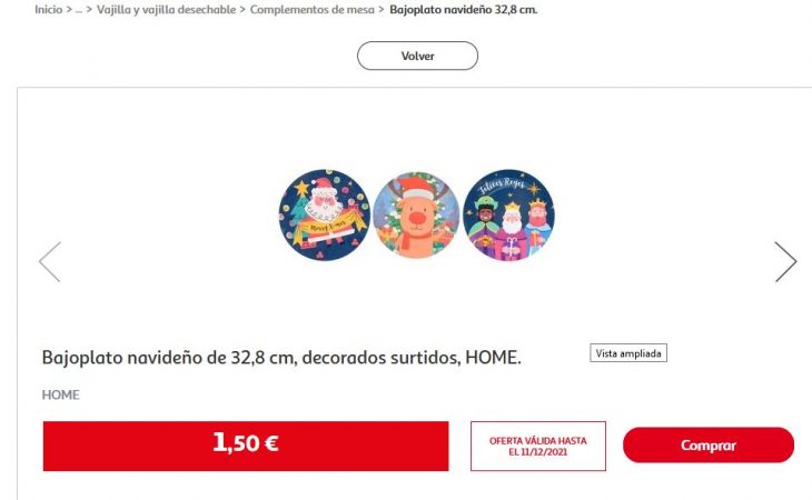 Bajoplato navideño de 32,8 cm