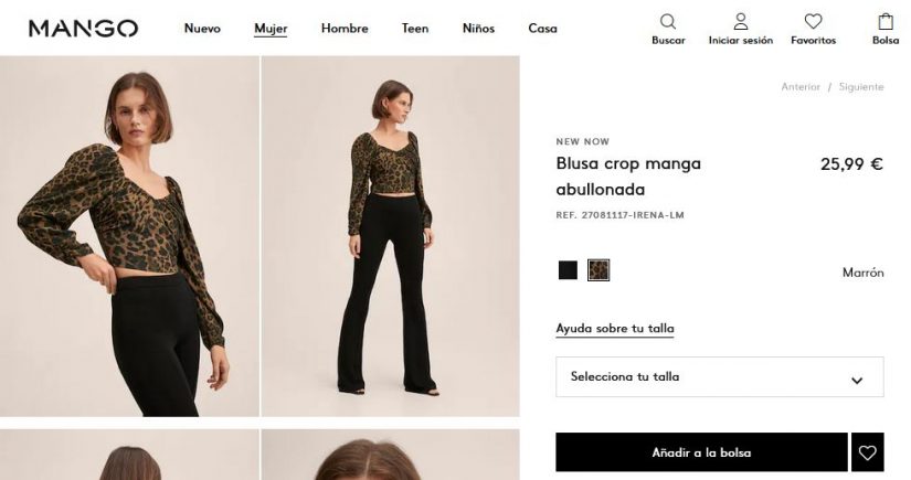 Blusa crop manga abullonada