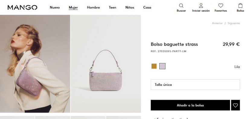 Bolso baguette strass