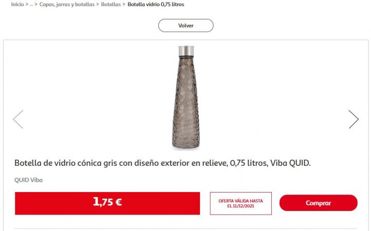 Botella de vidrio cónica
