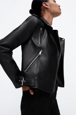 Cazadora biker efecto piel