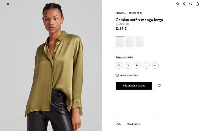 Camisa satén manga larga