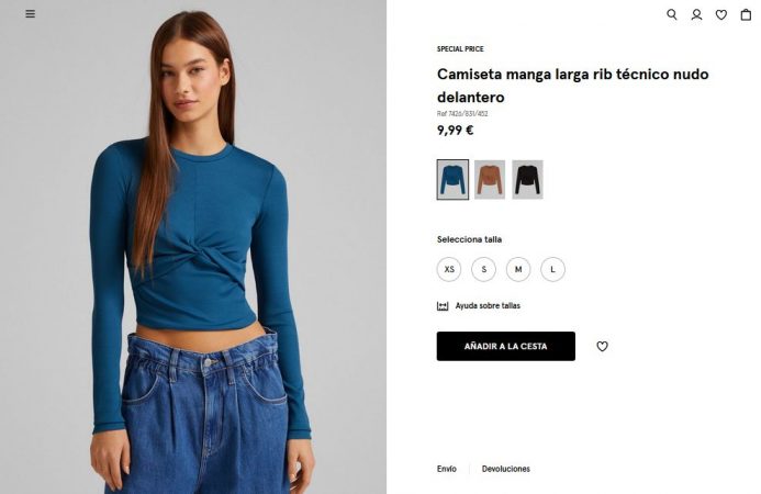Camiseta manga larga- Bershka