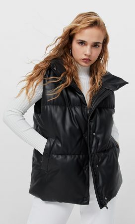 Chaleco acolchado efecto piel Stradivarius