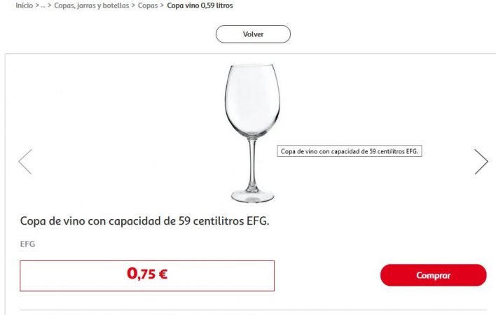 Copa de vino con capacidad de 59 centímetros EFG