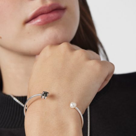 Esclava de plata con oso y perla Sweet Dolls