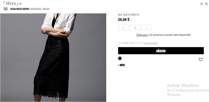 Falda recta guipur- Sfera